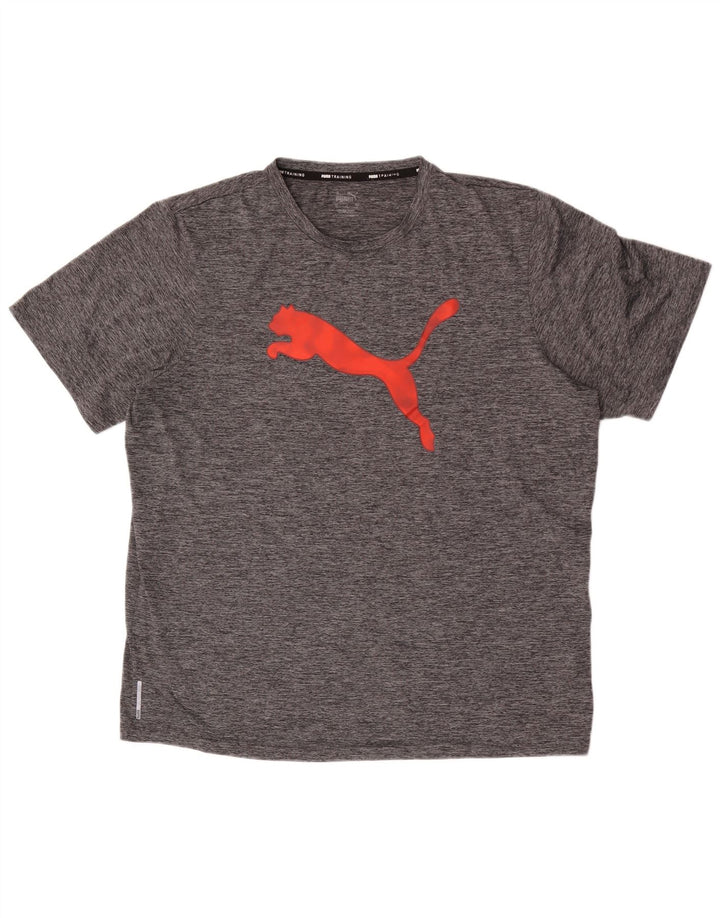 Мужская футболка с рисунком Puma для тренировок, топ XL, серый полиэстер с крапинками