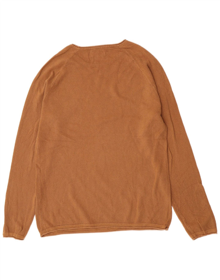 Мужской джемпер с круглым вырезом Jack & Jones, большой коричневый хлопковый свитер