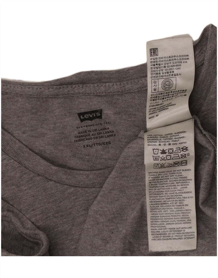 Мужская футболка с рисунком Levi's, топ 2XL, серый хлопок
