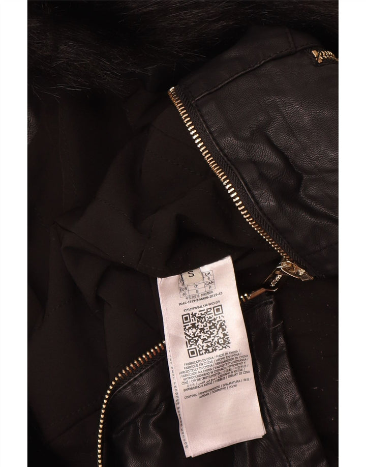 Женская байкерская куртка из искусственной кожи GUESS UK 6 XS, черный полиуретан