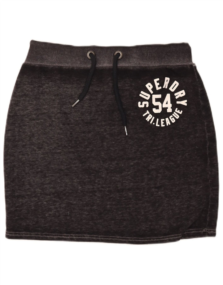 Женская мини-юбка с рисунком Superdry Medium W30, черный хлопок с крапинками
