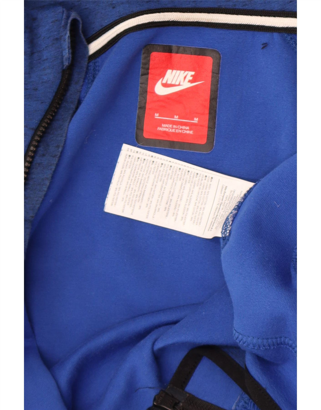 Мужской свитер с капюшоном на молнии Nike среднего синего цвета, хлопок с крапинками