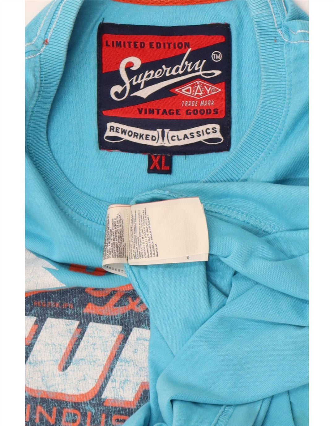 Мужская футболка Superdry Regular с рисунком, верх XL, синяя, хлопок