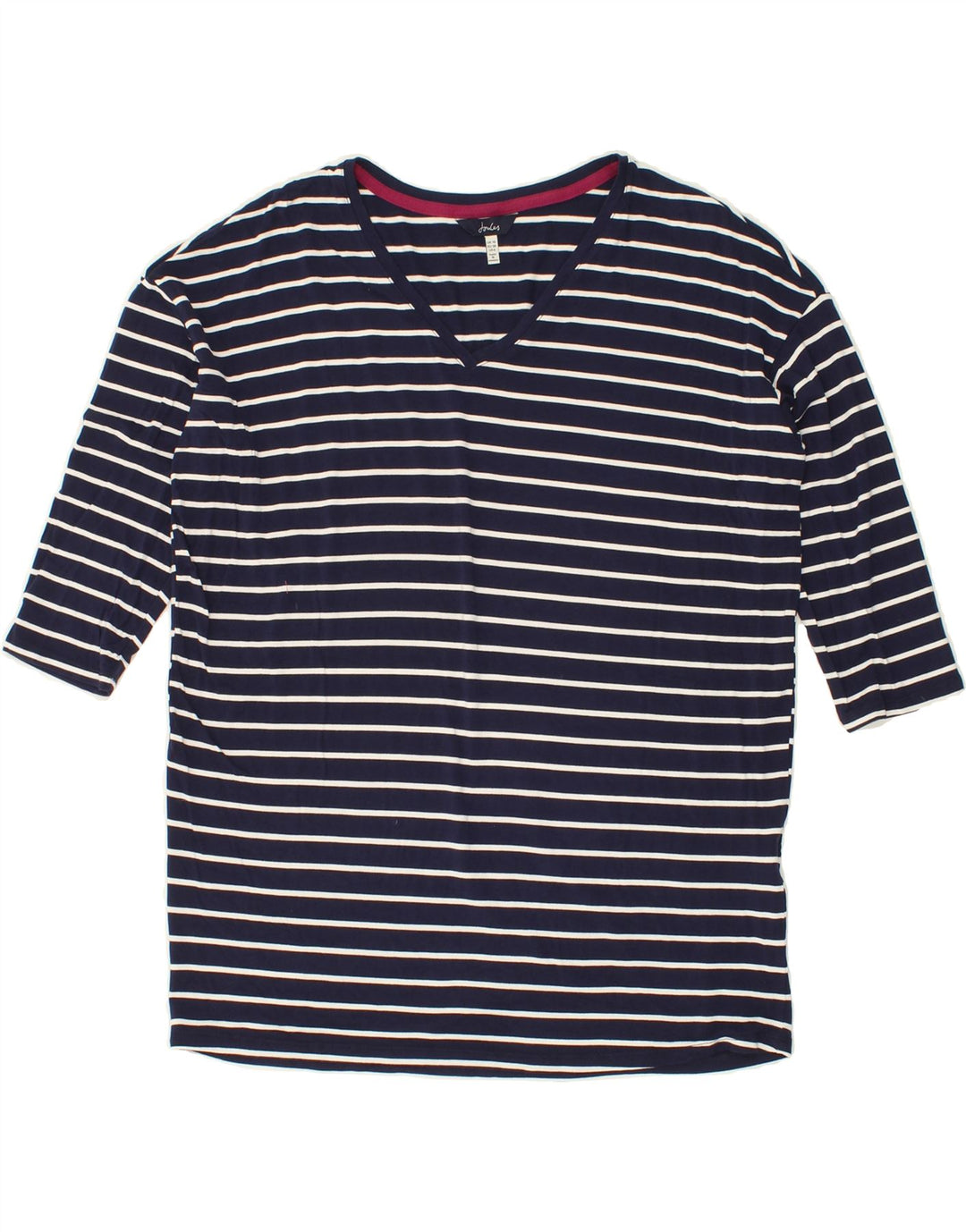 JOULES Womens Oversized Top 3/4 Sleeve UK 10 Small  Navy Blue Striped Vintage Joules and Second-Hand Joules from Messina Hembry 