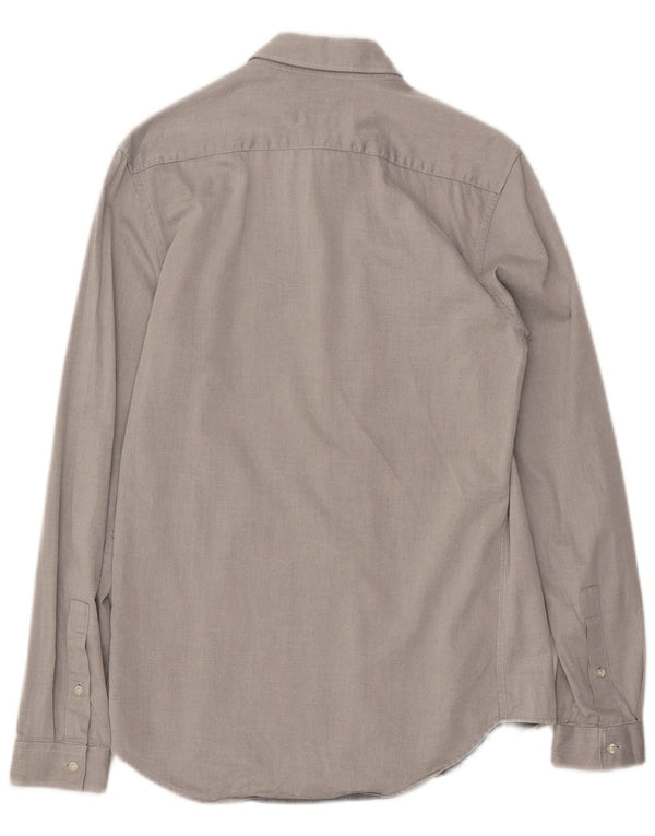 ZARA Mens Slim Shirt Small Grey Pinstripe Cotton