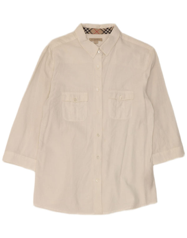 Женская рубашка Burberry с рукавом 3/4 BRIT UK 14, большая белая хлопковая полоска