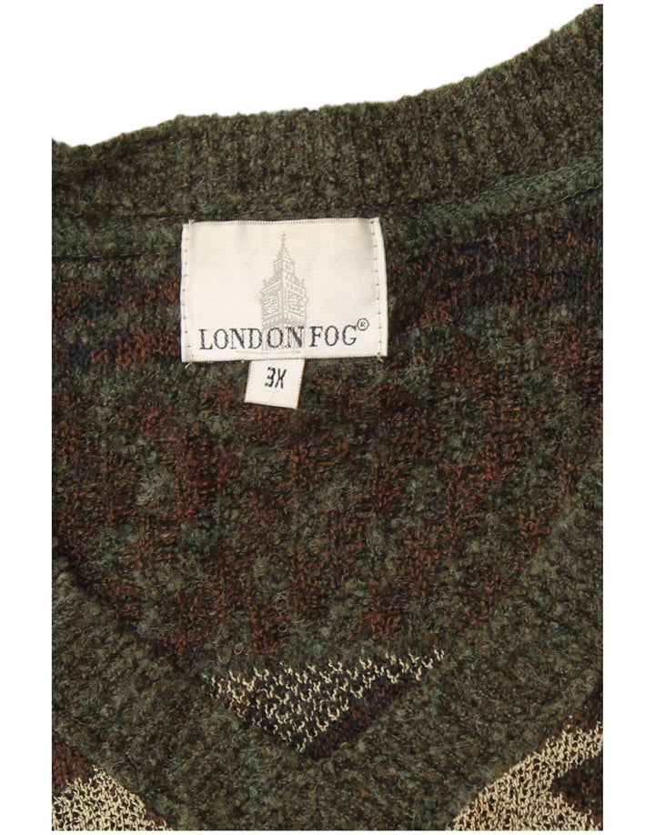 Мужской джемпер с v-образным вырезом LONDON FOG 3XL, хаки Fair Isle