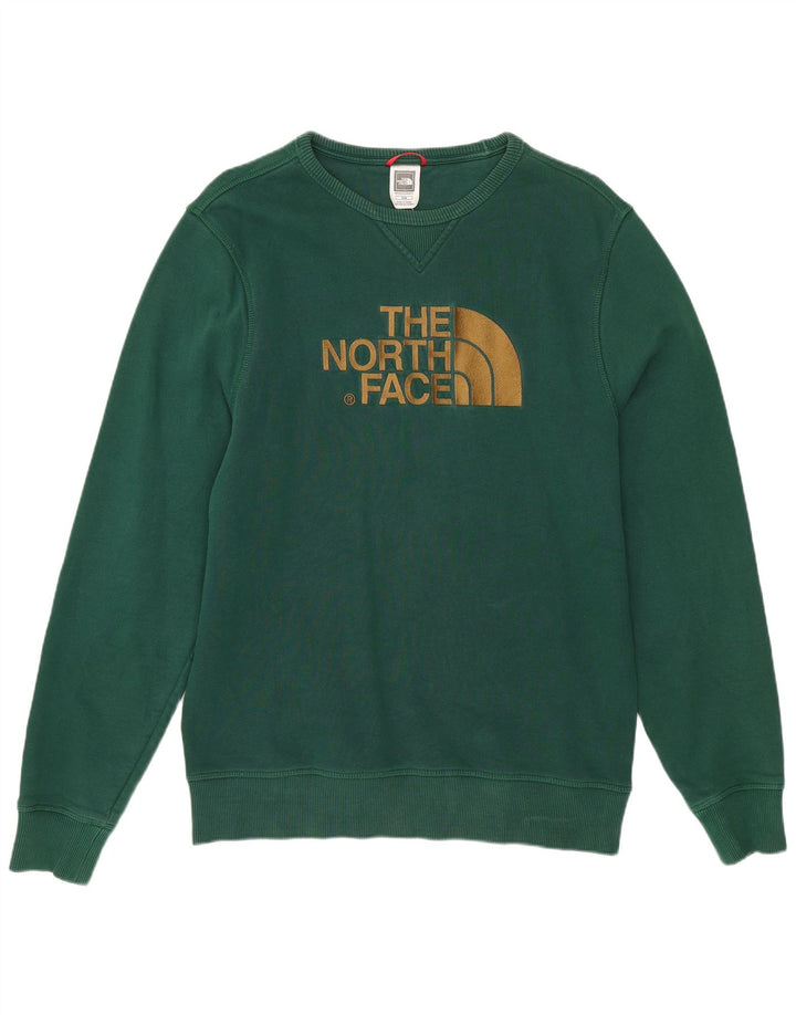Мужской свитшот с рисунком The North Face, хлопковый джемпер среднего зеленого цвета