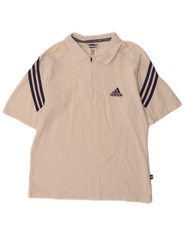 Мужская рубашка-поло Adidas UK 40/42, средний белый хлопок, белый цвет