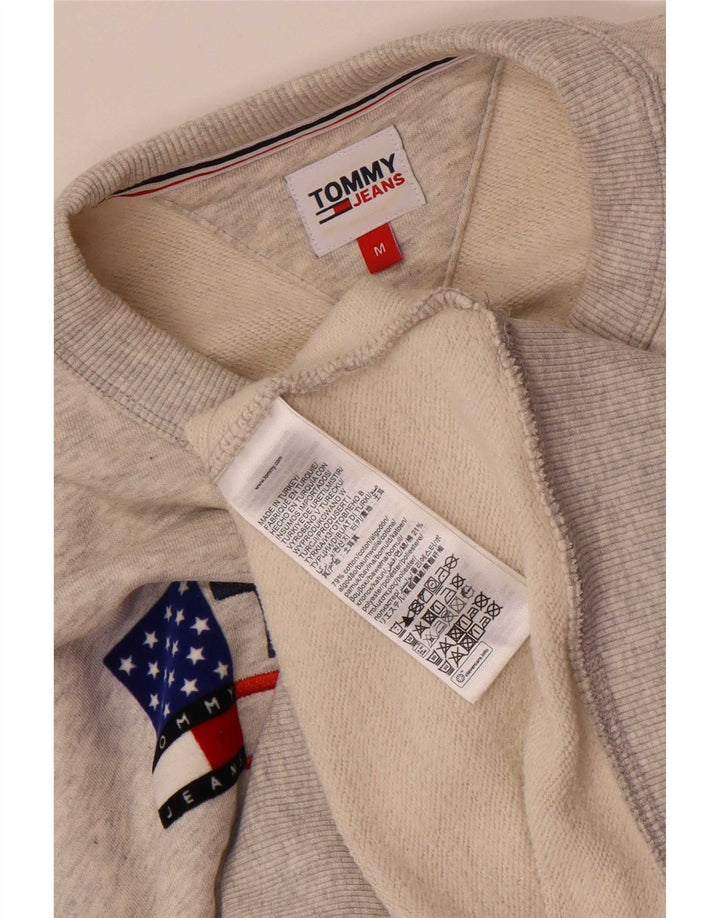 Мужской свитшот с рисунком Tommy Hilfiger, хлопковый джемпер среднего серого цвета в крапинку