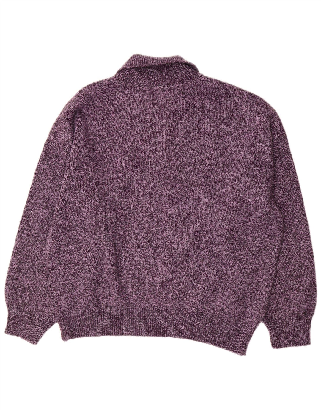 Винтажный мужской свитер с воротником поло XL, фиолетовый в крапинку