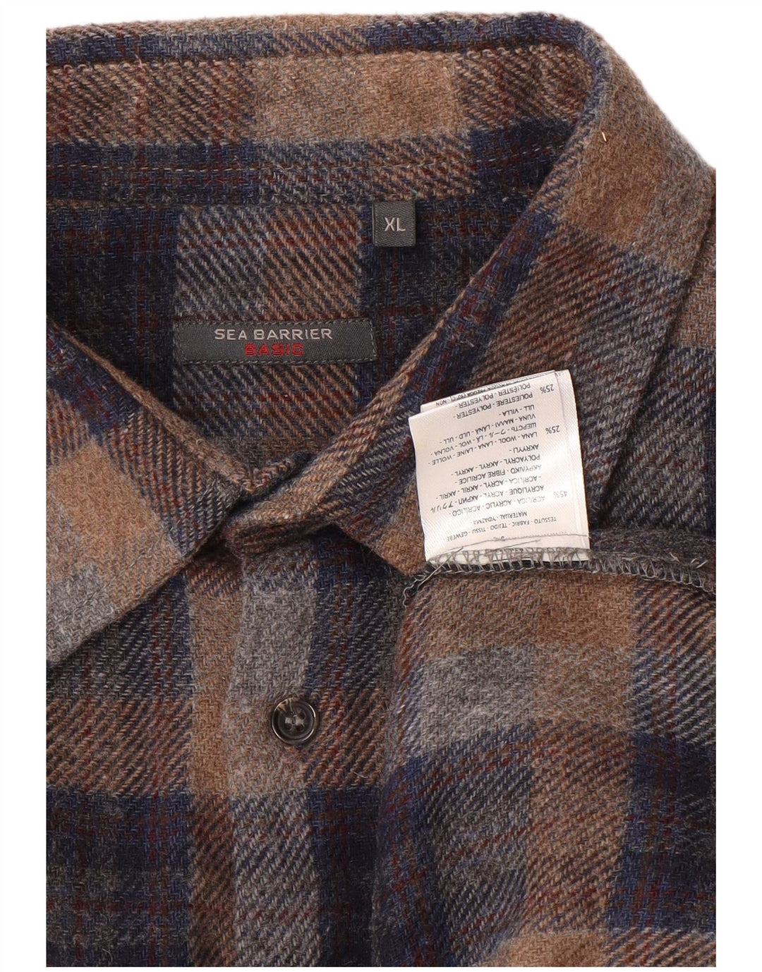 Мужская рубашка-рубашка SEA BARRIER XL, серая в клетку, акрил