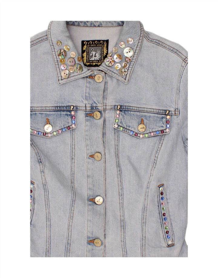 CAPPOPERA Womens Crop Denim Jacket IT 42 Medium Blue Cotton Vintage Cappopera and Second-Hand Cappopera from Messina Hembry 