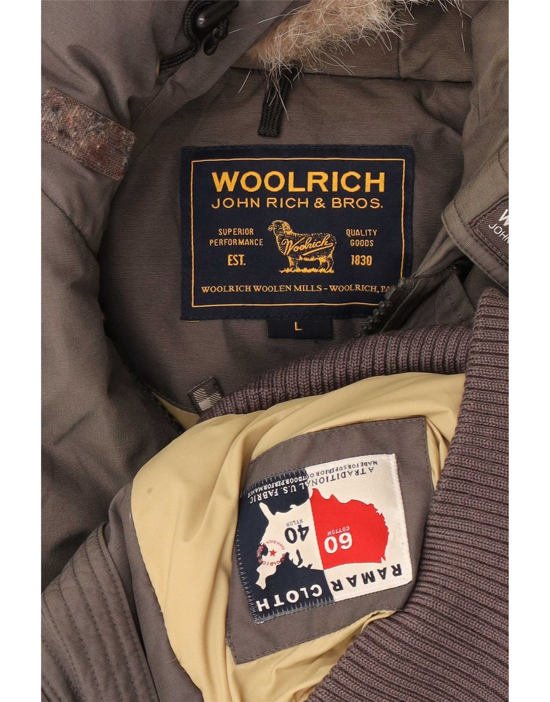 Мужская утепленная куртка-бомбер Woolrich UK 40, большой серый хлопок