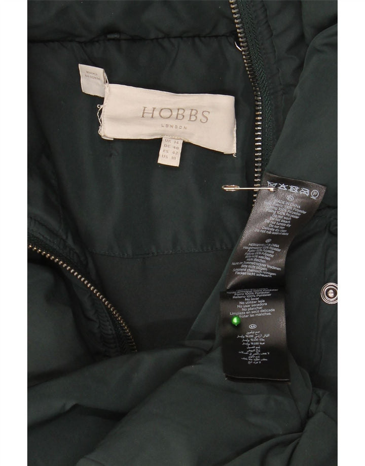Женское стеганое пальто с капюшоном Hobbs UK 14, большой зеленый полиэстер