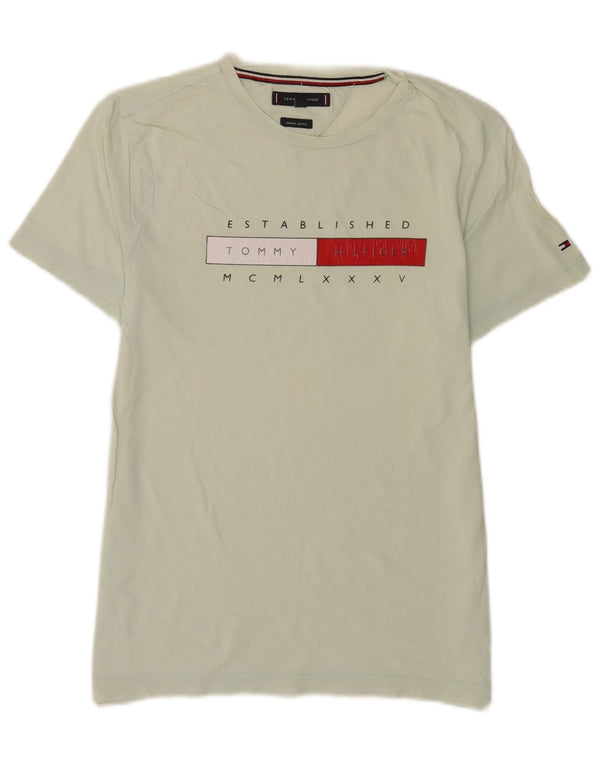 Мужская футболка с рисунком Tommy Hilfiger, хлопковый топ среднего зеленого цвета