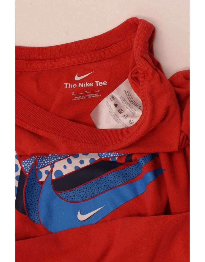 Мужская футболка с рисунком Nike, хлопковый топ среднего красного цвета