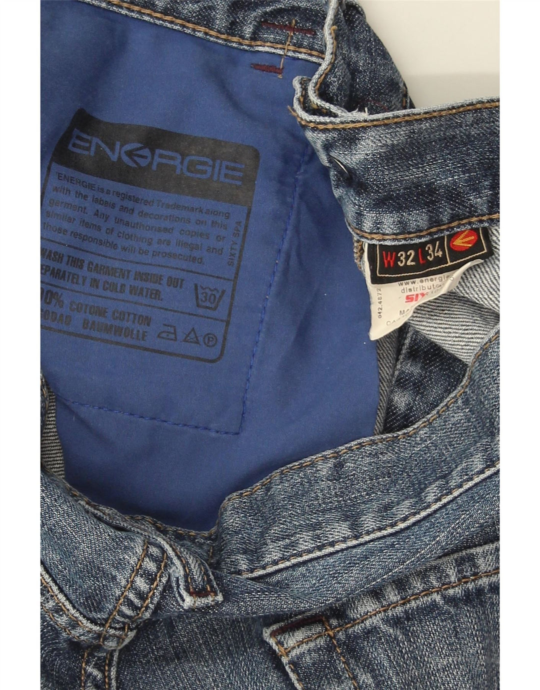 Мужские узкие джинсы Energie W32 L34 синие, хлопок