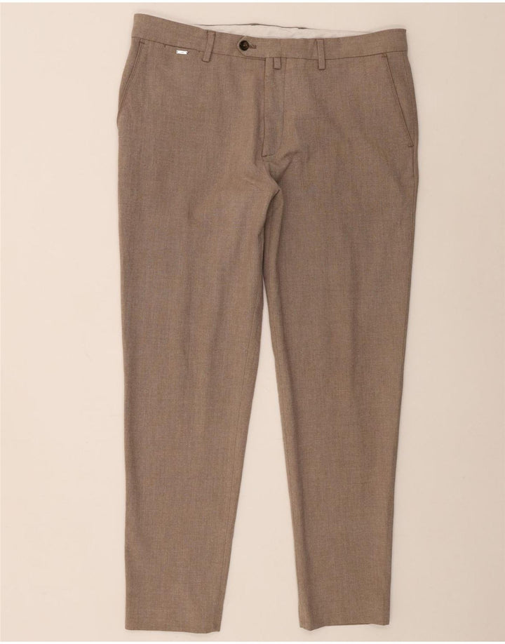 Мужские узкие костюмные брюки Zara EU 44, большие W34 L29, коричневые, полиэстер