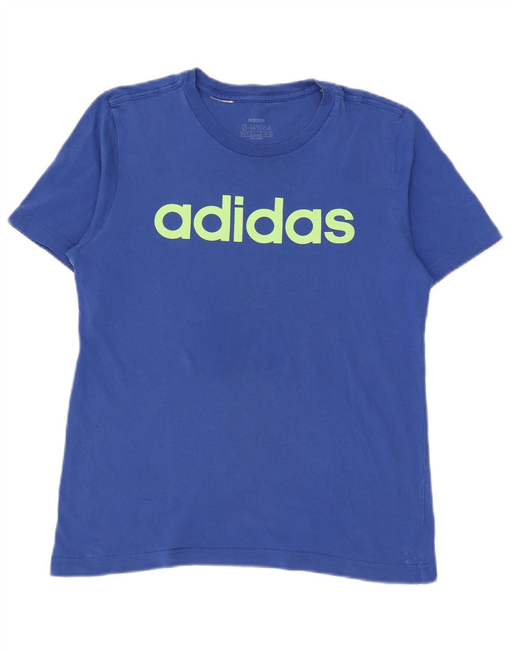 Футболка Adidas с рисунком для мальчиков 13-14 лет, синяя