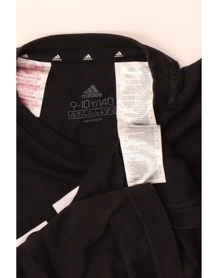 Футболка Adidas с рисунком для мальчиков, топ 9–10 лет, черный хлопок