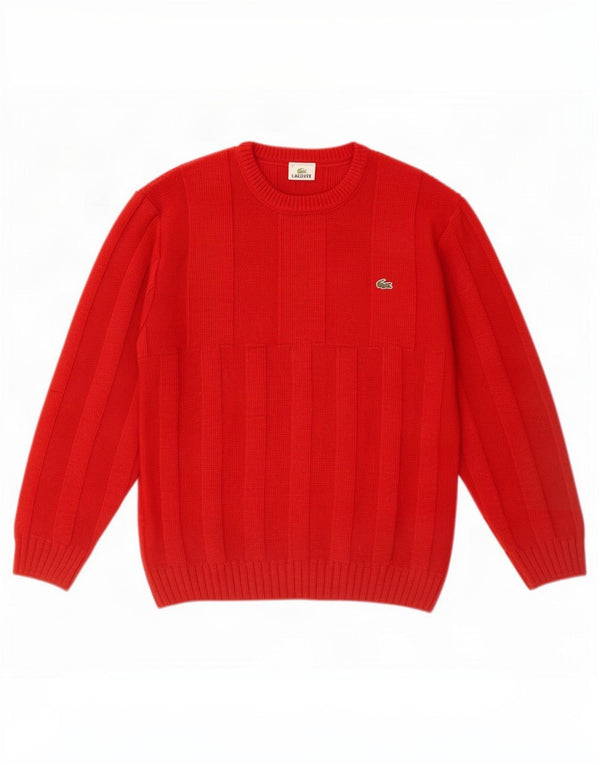 Мужской джемпер с круглым вырезом Lacoste, размер 4, средний красный, шерсть