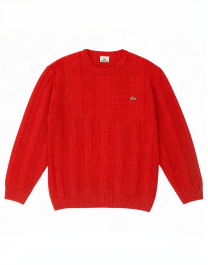 Мужской джемпер с круглым вырезом Lacoste, размер 4, средний красный, шерсть