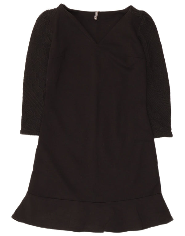 Naf Naf Женское базовое платье с рукавом 3/4 UK 8 маленькое черное из вискозы