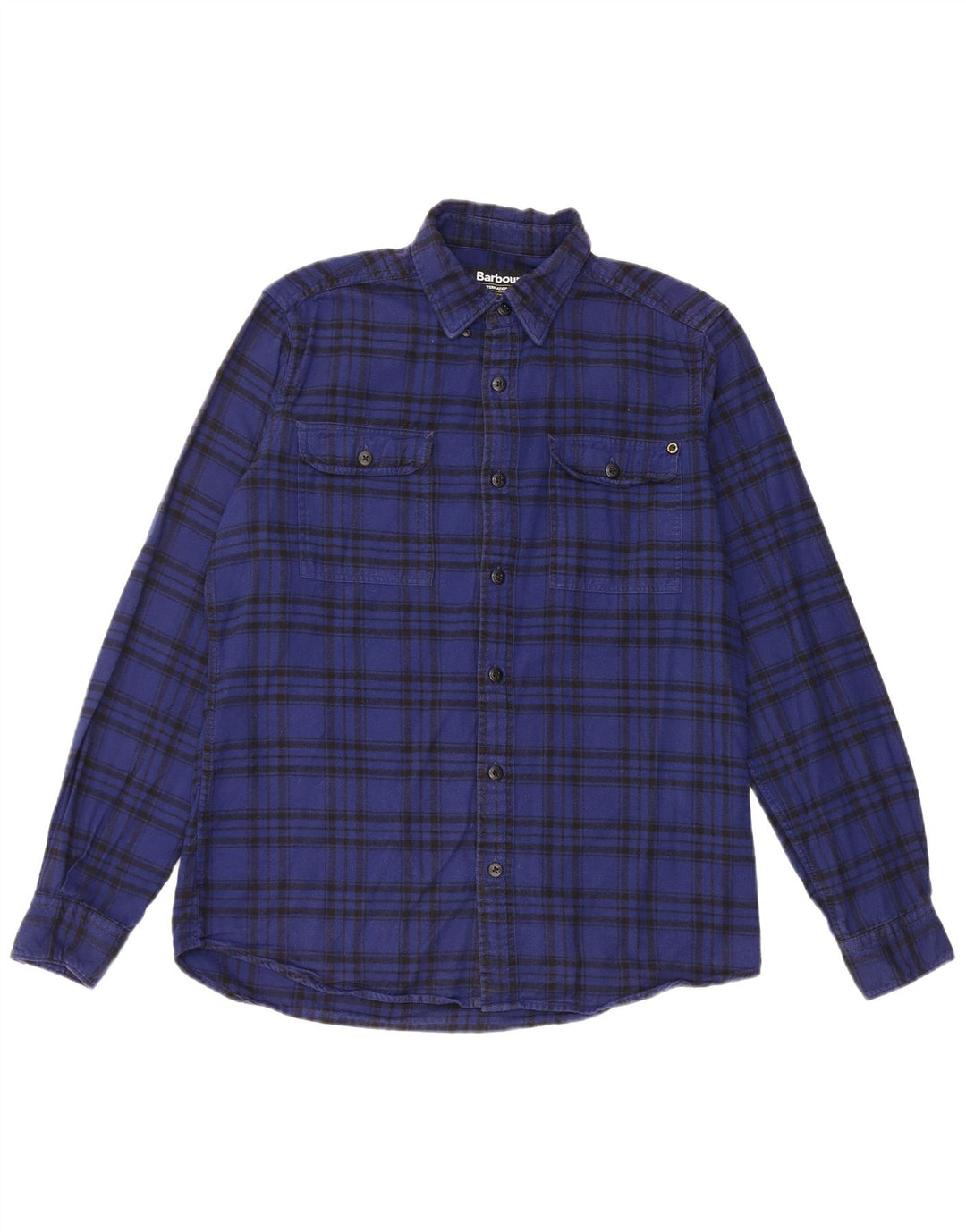 Мужская фланелевая рубашка Barbour, хлопковая синяя клетка среднего размера