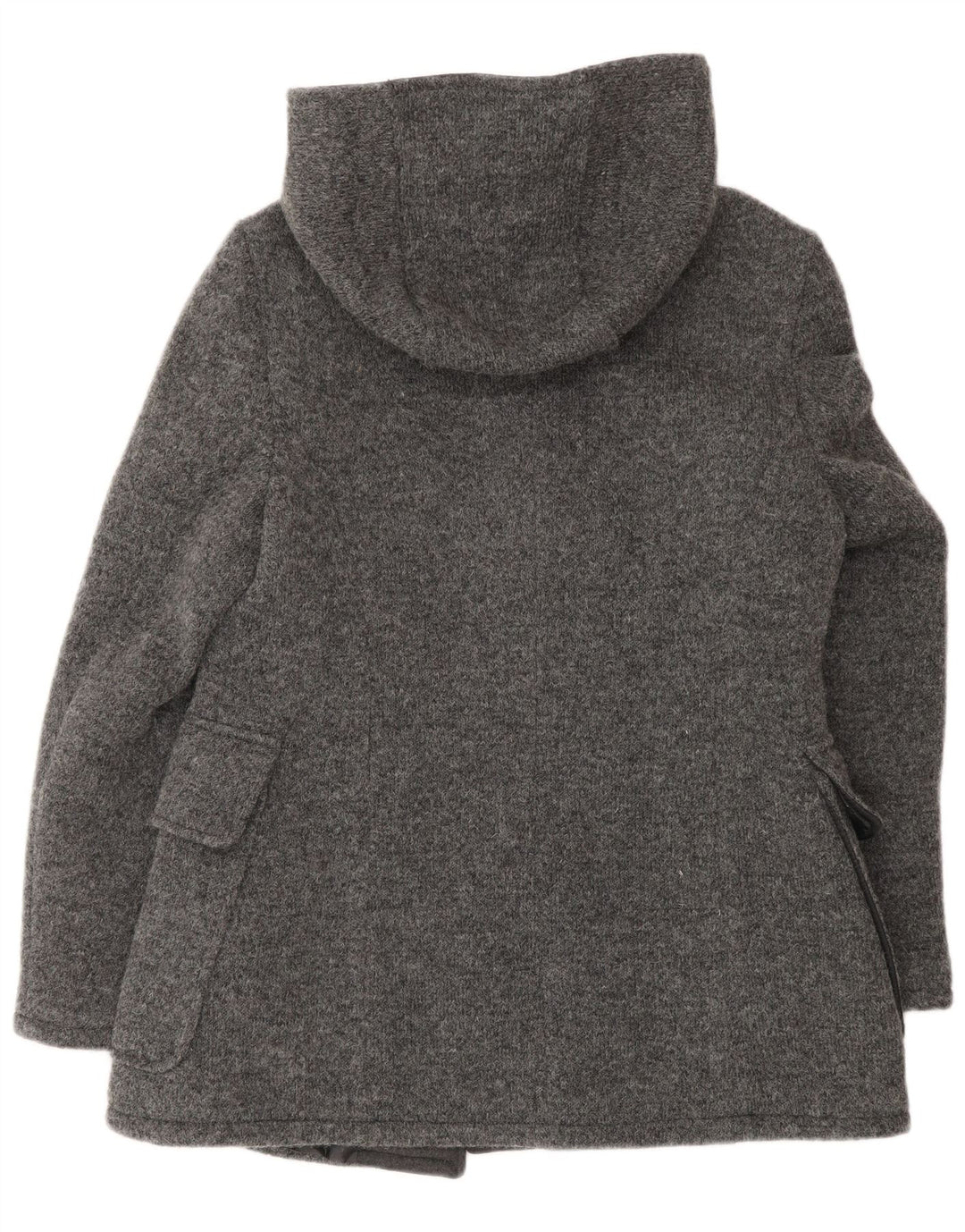 ВИНТАЖНЫЙ женский дафлкот с капюшоном IT 48 XL Серый Шерстяной