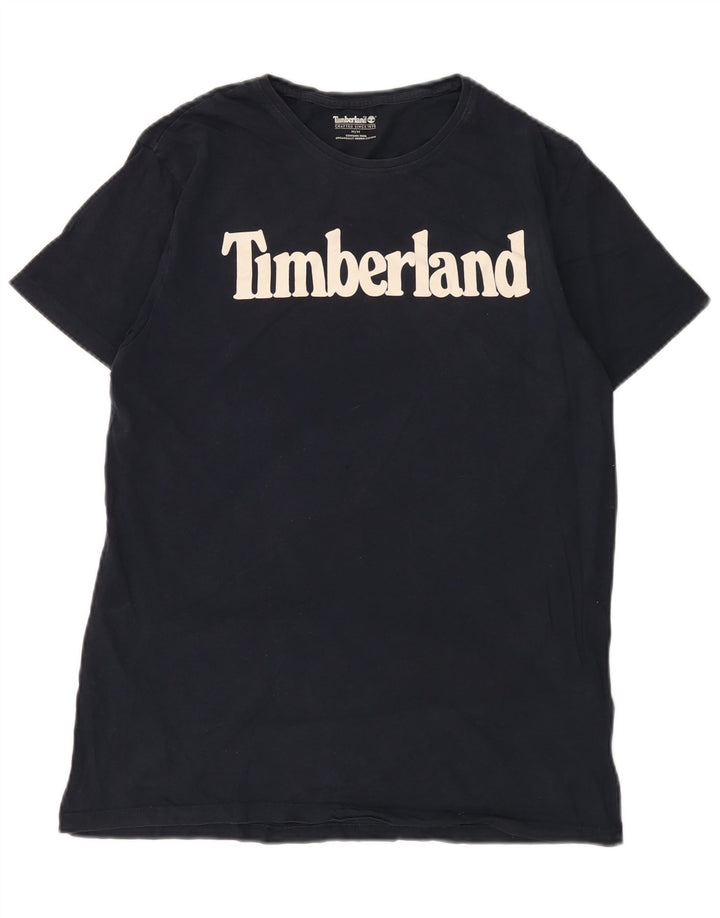 Мужская футболка с рисунком Timberland, средний темно-синий хлопок