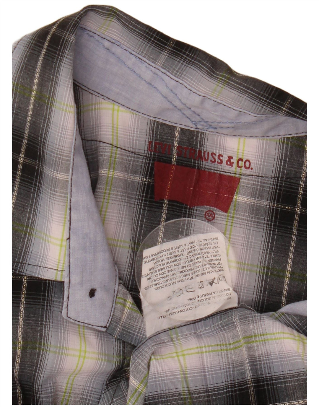 Мужская рубашка с коротким рукавом LEVI'S 2XL, черная клетка, хлопок