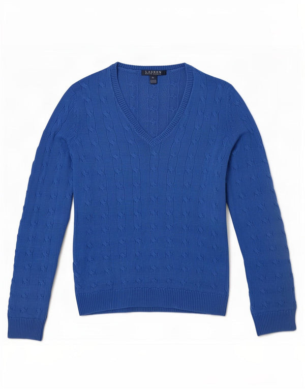 Женский джемпер с v-образным вырезом Ralph Lauren UK 6 XS, синий хлопок