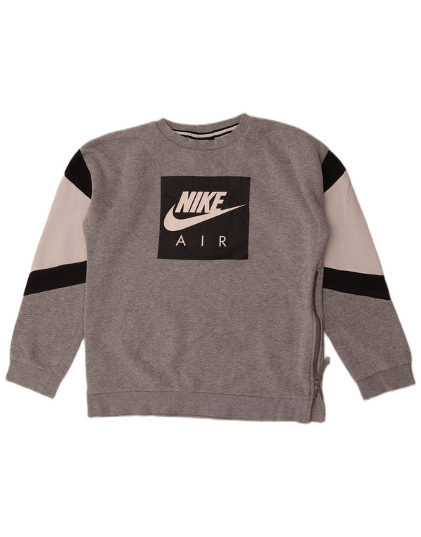 Джемпер с рисунком Nike для мальчиков 13–14 лет, серый цвет, хлопок, размер XL