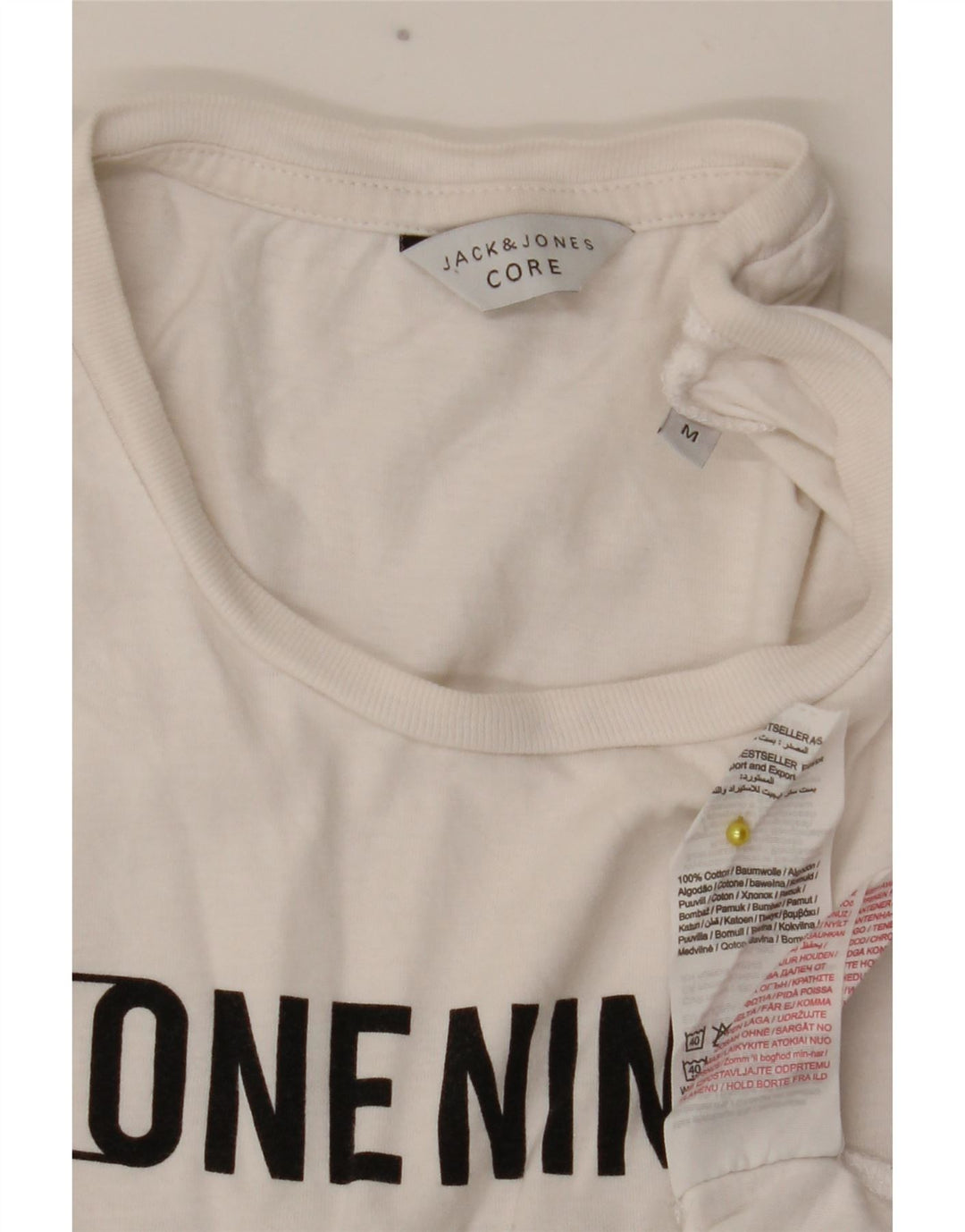 Мужская футболка с рисунком Jack & Jones, топ среднего размера, белый хлопок, хлопок