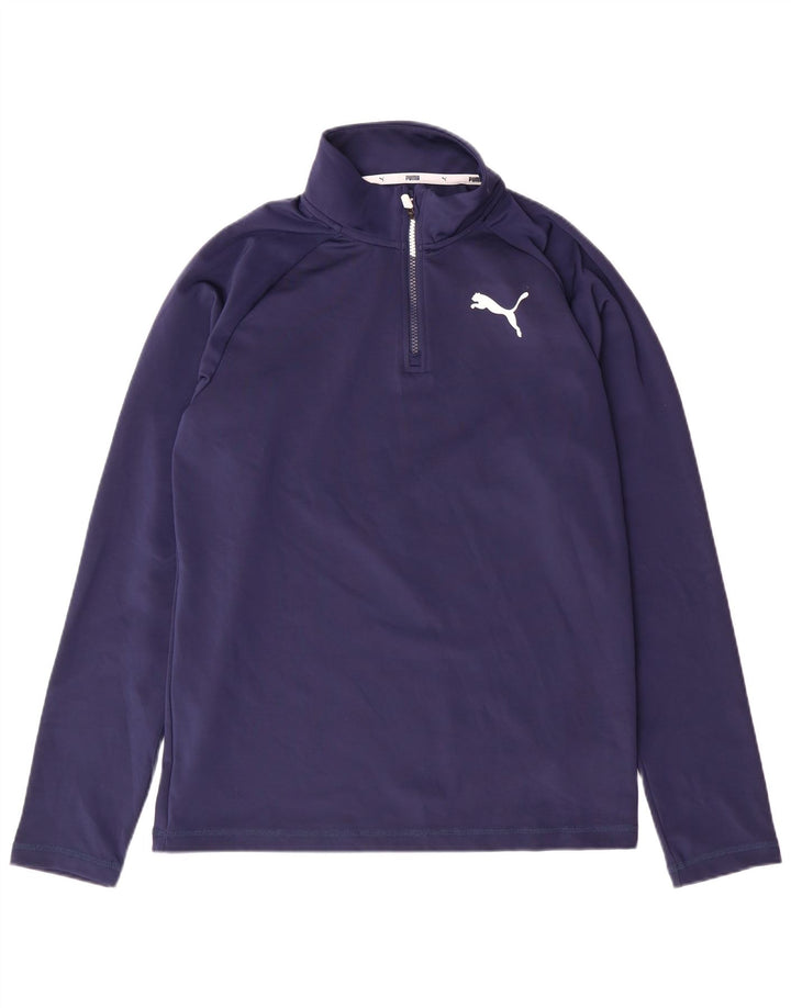 Мужской пуловер с воротником на молнии PUMA, маленький темно-синий полиэстер