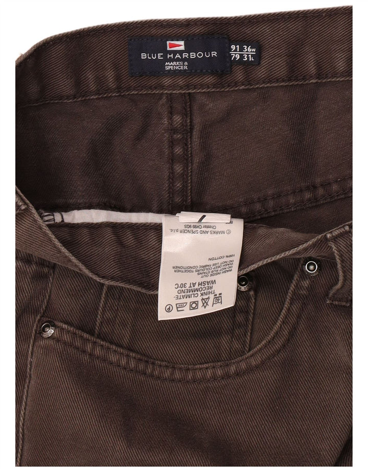 Мужские прямые джинсы Marks & Spencer Blue Harbor W36 L31 коричневые, хлопок