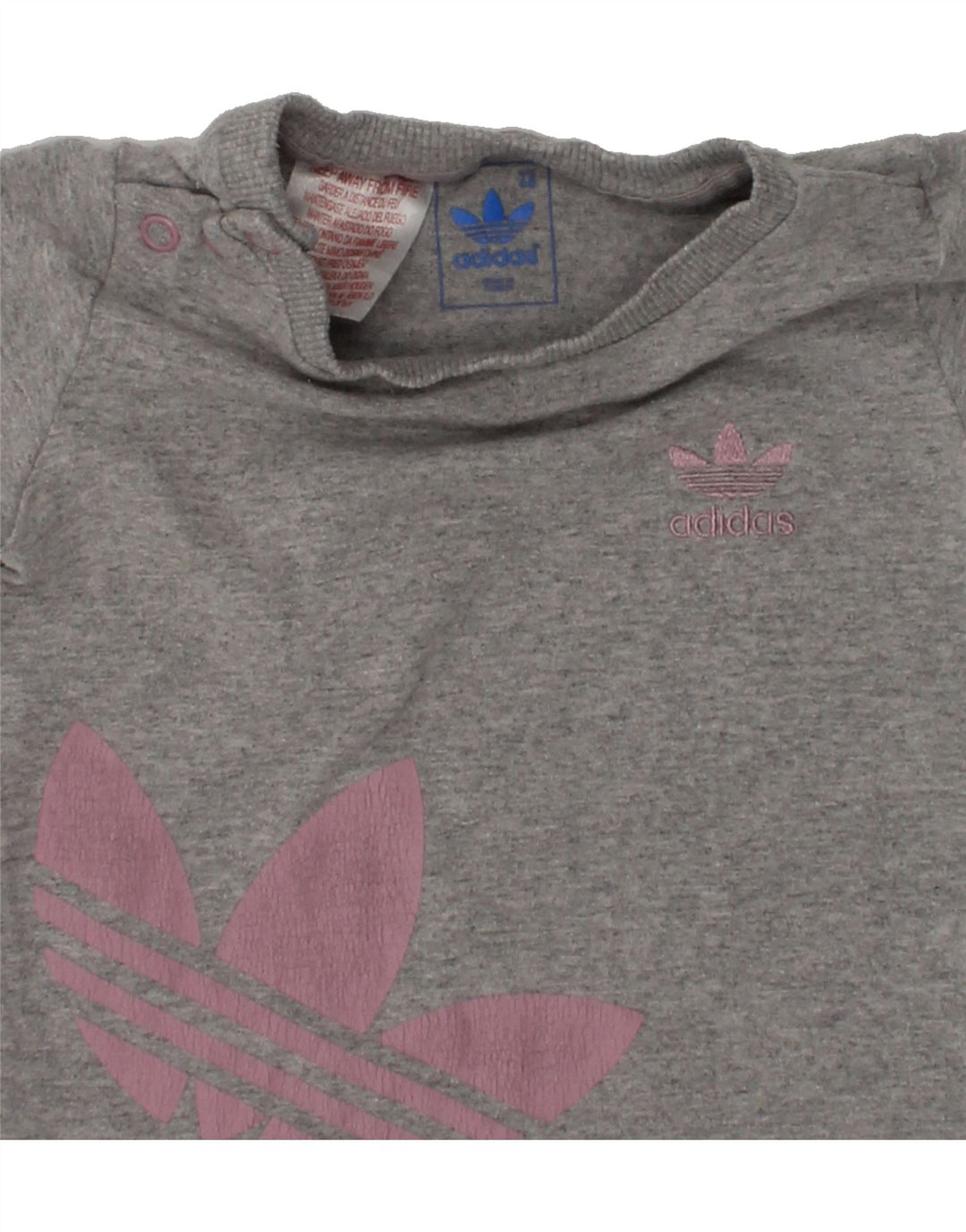 ADIDAS Baby Girls Graphic T-Shirt Top 3-6 Months Grey Cotton | Vintage Adidas | Thrift | Second-Hand Adidas | Used Clothing | Messina Hembry 
