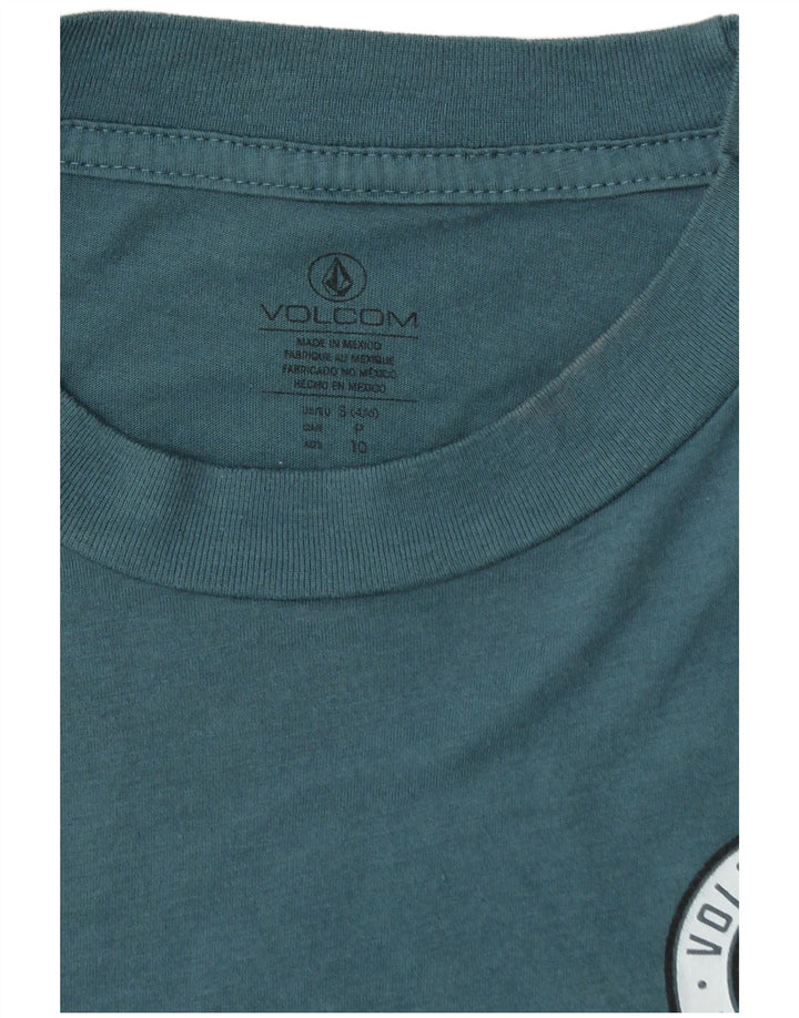 Женская укороченная футболка свободного кроя Volcom с рисунком, размер верха 4/6, маленькая синяя