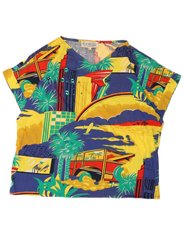 Vintage Womens Graphic T-Shirt Top UK 16 Large Multicoloured Cotton