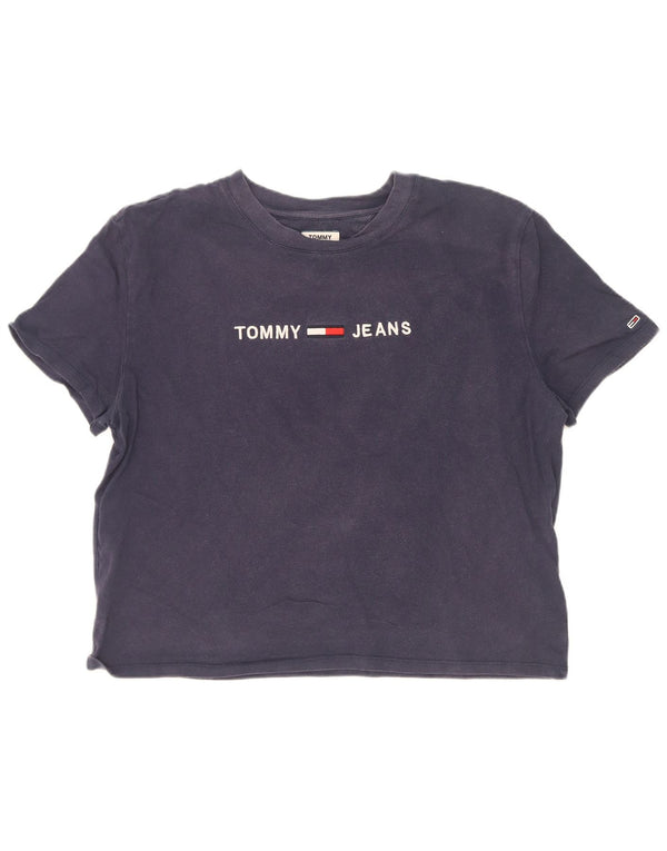 Женская укороченная футболка с рисунком Tommy Hilfiger UK 18 XL, темно-синий хлопок