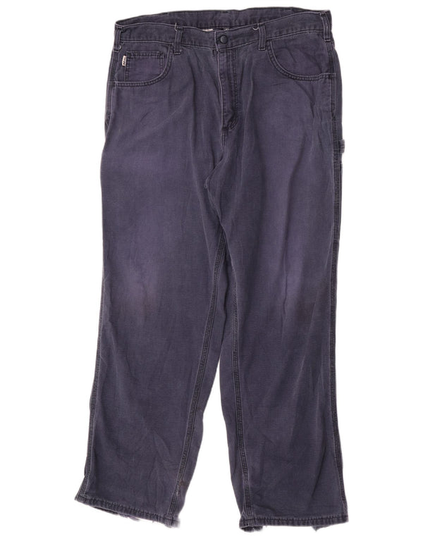 Carhartt Mens Straight Cargo Trousers W36 L32 Blue Cotton