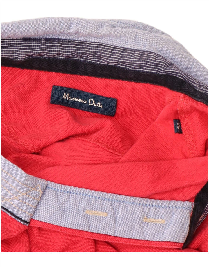 MASSIMO DUTTI Mens Polo Shirt XL Red Cotton