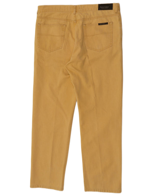 Henry Cottons Mens Straight Casual Trousers W38 L30 Yellow