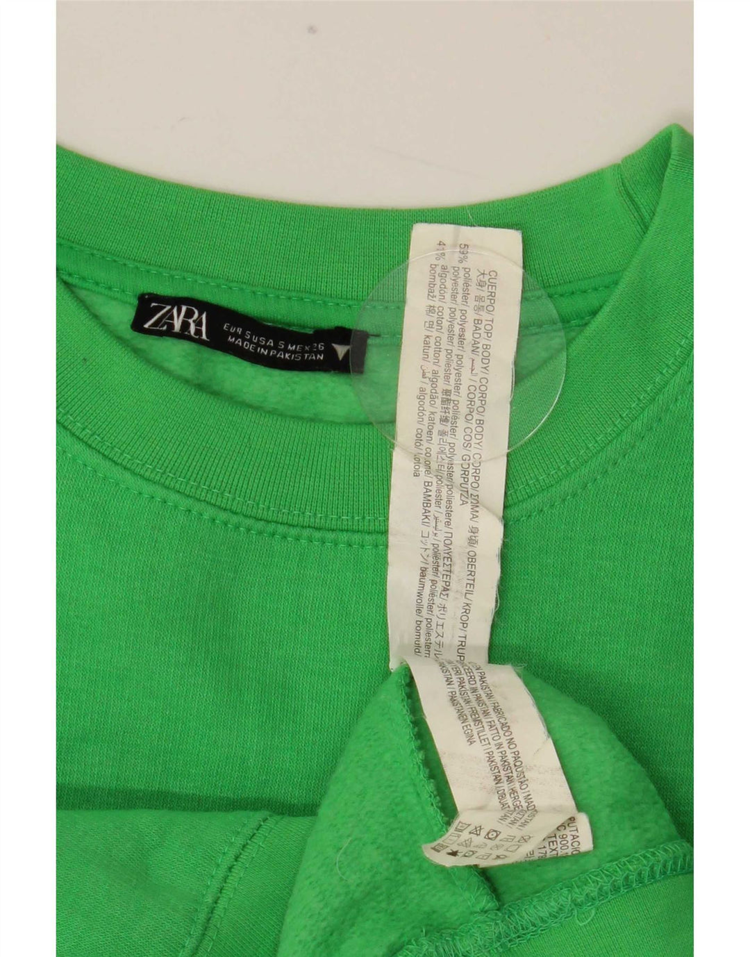 Женский укороченный свитер Zara UK 10, маленький зеленый полиэстер