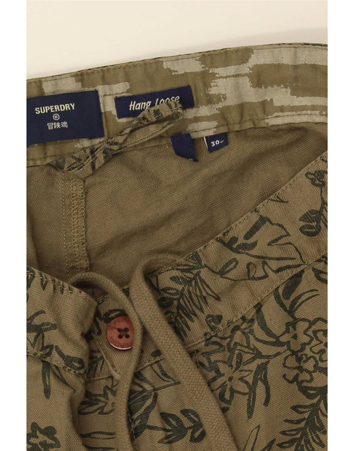 Мужские шорты чинос Superdry W30 среднего цвета хаки с цветочным принтом
