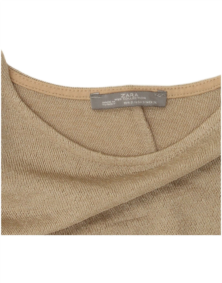 Женский топ оверсайз с рукавом 3/4 Zara UK 10, маленький, бежевый, цветной блок