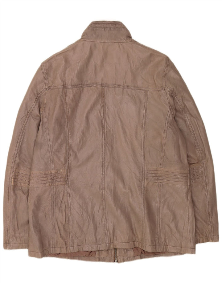 Винтажная мужская кожаная куртка UK 38, кожа среднего серого цвета