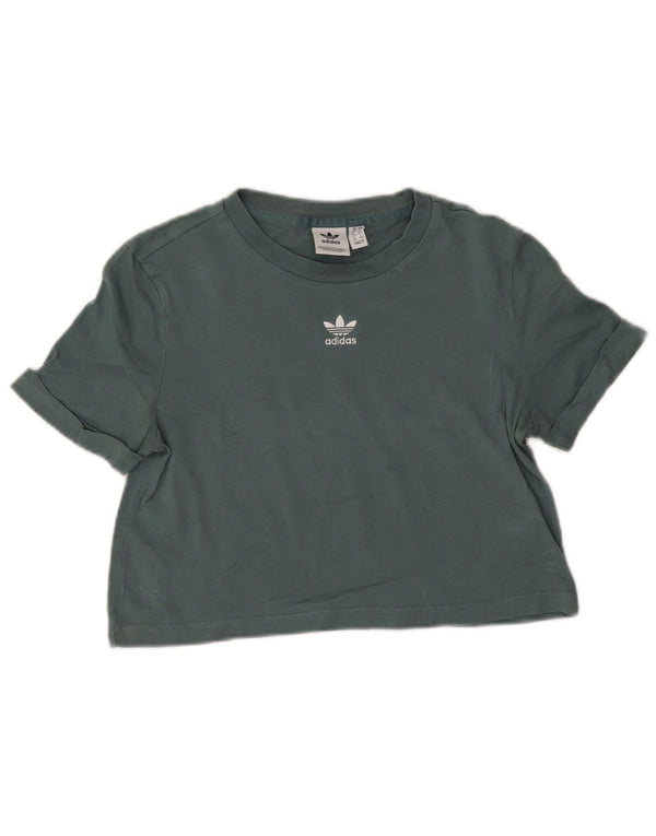 Женская укороченная футболка Adidas Top UK 8, маленький зеленый хлопок