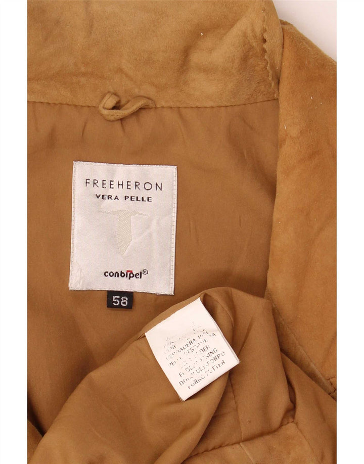 Мужское замшевое пальто Conbipel Free Heron IT 58 2XL, бежевое кожаное
